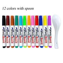 Pen Magic Floating Magical Water Painting Pen Whiteboard Markers Erasable Floating Pen Doodle Pen 12 colors with spoon