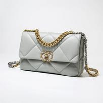 New diamond chain sheepskin small square bag fashionable women's shoulder bag simple and versatile leather messenger women's bag juoda