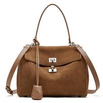 Light Luxury Imported Soft Suede Tote Bag Lazy Wind Large Capacity Matte Cowhide Lock  Bag Women's Messenger Shoulder Bag 28*12*20 black