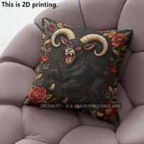 Gothic Black Goat Floral Embroidery Throw Pillow Covers Pattern Cushion Cover Suitable for Sofa Bedroom Car Pillow Cover 40x40cm gray