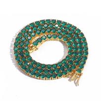4mm Green CZ Tennis Chain Iced Out Round Cubic Zirconia Necklace Hip Hop Jewelry for Women Men Hiphop&7inches(17.78cm) sidabras