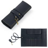 Vintage Foldable Brush Roll Pencil Cases Durable Crazy Horse Cow Leather Pen Organizer Fountain Pen Pouch Holder Zipper Closure kava