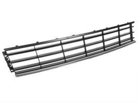 VW Passat B7 10-15 Priekinio buferio centrinės grotelės, juodos su chromuota apdailos juostele juoda