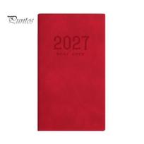 Lightweight Pocket Journal 2027 A6 Weekly Planner, 365 Day English Schedule Notebook Calendar with Ribbon Bookmark, Portable Efficiency Organizer for raudona