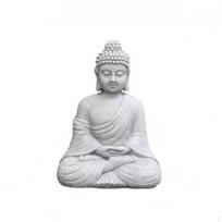 indoor/outdoor Seated Buddha Statue | Weathered StoneLook Finish, Textured Gray Surface, Meditating gray
