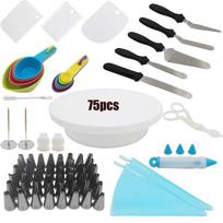 75pcs/set Cake Turntable Cake Decorating Tools Kit Rotary Table Baking Tool Piping Nozzle Piping Bag Set Baking Supplies dangaus mėlyna spalva