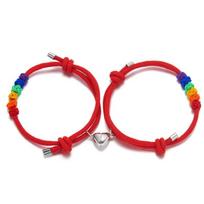 Magnetiniai poros apyrankės moteriai vyrui Romantiška širdelė Atitinkančios įsimylėjėliams Natūralaus akmens karoliukai Joga apyrankė Valentino dienos dovana Bracelet Style D black