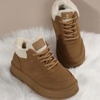 Moterų Ankle Snow Boots Kailiniai Suede Trumpas Pliušas Platforminiai Batai Žieminiai Atsitiktiniai Vaikščiojimo Sportiniai Plokščiapadžiai Patogūs Medvilniniai Botas Mujer 41 juoda