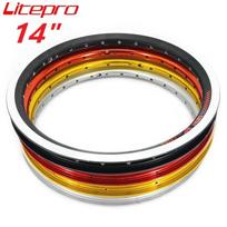 Litepro 14  Kids Bicycle Folding Bike Rims 20-28 Hole Aluminum Alloy Double Wall 254 Wheel Rims BYA412 410 Folding Bike Parts Black 20H 1Pcs black