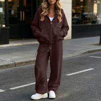 Women's Velvet Set, Casual Two Piece Outfit with Long Sleeve Top and Pants S kava