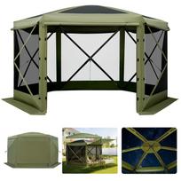 VEVOR Pop up Gazebo Screen Tent, 3.6 x 3.6 m Large 6-Sided Camping Canopy Tent with Removable Top & Carry Bag, Quick-Set & Bite-Proof