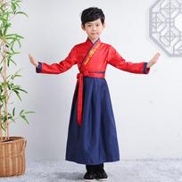 Senovinio stiliaus Hanfu kostiumas berniukams ir mergaitėms: Kinų klasikiniai mokinystės drabužiai pavasariui ir rudeniui 110 cm gray