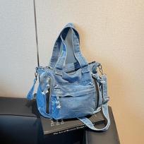 Lazy wind bag women's large-capacity Korean version casual messenger bag commuter work handbag retro denim shoulder bag juoda