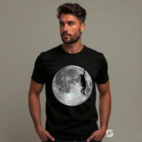 Rock Climbing Moon Men's T-Shirt, Mountain Climb Space Climber Love Gift Tee Top XL black