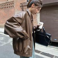 Hong Kong style brown leather jacket women's autumn loose American retro fashion foreign style locomotive jacket new XXL juoda