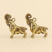 Chinese Zodiac Goat Sculpture Sheep Figurine Brass Animal Statue Desktop Ornament Wealth Fengshui For Home Decor beige