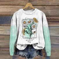 Lily Of The Valley Ombre Print Crew Neck Sweatshirt 3D Printed Women Casual Pullover 8XL white