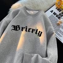 Men's Trendy Hong Kong Style Long Sleeve Inner Sweater - Plus Velvet, Hoodless, Spring/Fall/Winter 3XL gray