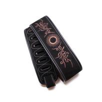 Matinės odos minkštas gitaros diržas Reguliuojamas akustinės, elektrinės gitaros ir bosinės gitaros diržas Gitaros diržas Gitaros dalys Sun flower black