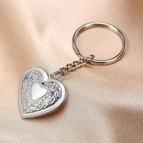 Women's Personalize Engrave Name Heart Locket Key Chains, Custom The Photo of Family, Love Keepsake Gifts Custom Words beige