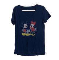Mickey Minnie Mouse Dydis M Moteriški V formos iškirptės marškinėliai Tamsiai mėlyni su grafiniu paveikslėliu XXL gray