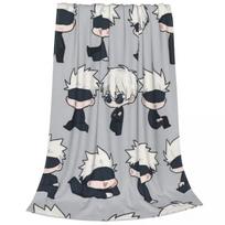 Gojo Sensei Anime Manga Blanket Fleece Autumn/Winter Jujutsu Kaisen Multi-function Super Warm Throw Blankets for Bedding Outdoor Size: 75*100cm, Weight: 230 GSM gray