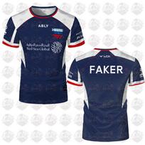 2026 MSI T1 Esports Team Jersey T-Shirt  Faker Blue and White Jersey New Game Fan Support Crew Neck Top S white