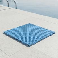 Interlocking Floor Tiles Open-Grid Mat with Drainage Holes Blue Anti-slip Pool gray