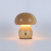 1Pc Ns Solid Wood Mushroom Desk Lamp LED Charging Night Light Creative Gift Desk Lamp Bedroom Simple Touch Atmosphere