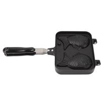 Taiyaki kepimo skardos keptuvės keptuvė su nelimpančia danga, dvipusė žuvies formos kepimo forma, skirta vaflių kepimui ant atviros liepsnos virtuvėje black