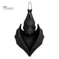 Resin Bat Succulents Pot Hanging Plant Pot, Gothic Planter, Halloween Style Container for Trailing Vines, Artificial Plants, Indoor Outdoor A black