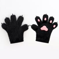 Sustorintos Cosplay Kostiumo Pirštinės Animacinio Šuniuko Letenėlės Pirštinės Madingos Pliušinės Katės Letenos Pirštinės Šaliai pilka/juoda