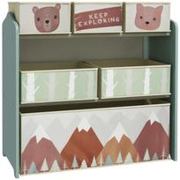 Children's Toy Organizer, Toy Shelf with 6 Removable Non-Woven Fabric Bins, 63x30x66 cm, Green