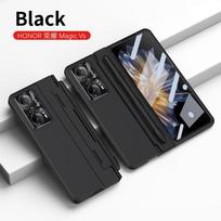 Plonas viso korpuso dėklas telefonui Honor Magic su vietomis rašikliui, vyrių apsauga, smūgiams atsparus PC korpusas, juodos, auksinės, žalios spalvos HONOR Magic VS black