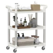 3-Tier Kitchen Cart, Aluminum Storage Cart, 105 kg Load Capacity, for Dining Room, Living Room, 88x44x93 cm, White balta