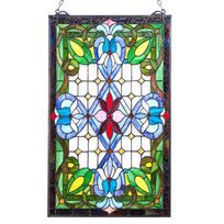 VEVOR vitražinis lango skydas, 433 x 731 mm, Tiffany stiliaus kabinamas viršdurio lango skydas su grandine, didelis vertikalus stačiakampis vitražas 73.1 x 43.3 x 0.5 cm