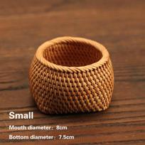 Small fruit box Sushi plate Tea set accessories Rattan pen holder Tea accessories box dishes plate Handmade rattan woven tea A brown