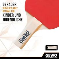 Gewo Mini Bat – mažas stalo teniso batutas su sumažinta rankena ir raketės mente laisvalaikio pramogoms – lengvas pilnas batutas su raudonomis/juodomis nubs vidinėmis pagalvėlėmis, 15,5 x 9,5 cm