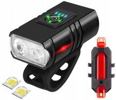 Dviračio žibintas, dviračių žibintų komplektas priekinis cree t6 led + galinis usb aku