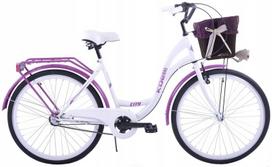 Moteriškas miesto dviratis 26 Kozbike 3 bėgių, baltas-violetinis