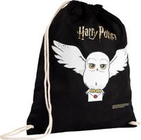 Harry Potter sportinis krepšys - Hedwigos pelėdos medžiaginis krepšys su raišteliais, juodas, juoda
