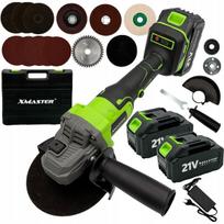 Belaidis kampinis šlifuoklis XMaster, 900 W, 21 V, 125 mm, 5500–8000 aps./min., 2x 3.0 Ah akumuliatoriai, bešepetėlinis variklis, su lagaminu