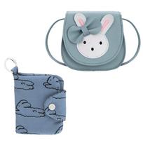 Zepiqor vaikiška rankinė mergaitėms su vaikiška pinigine, vaikiška rankinė, miela triušio „crossbody“ rankinė, Pu odos princesės mini rankinės mergaitėms 2–10 metų (mėlyna)