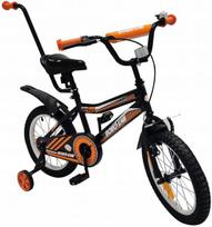 Bmx vaikiškas dviratukas 16 colių su stūmimo rankena ir šoniniais ratukais