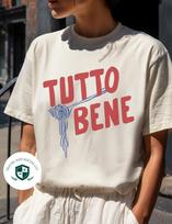 Tutto Bene Comfort Colors Cotton T-Shirt | Italian Saying, Food Graphic Tee | Gift, Italy Travel 130 brown