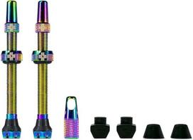 Muc-off Vaivorykštės spalvų Presta Tubeless ventiliai 60mm - aukštos kokybės ventiliai dviračiui su apsauga nuo nuotėkio ir integruotu ventilio šerdies išėmimo įrankiu