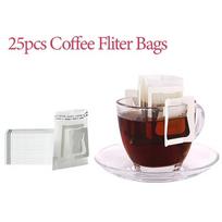 Manual Coffee Grinder Stainless Steel Hand Adjustable Steel Core Burr For Kitchen Portable Coffee Mills Coffee Espresso Press 25pcs Fliter Bags white
