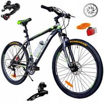 Mtb kalnų dviratis 26" shimano 18 pavarų diskiniai stabdžiai plieninis rėmas 18,5"