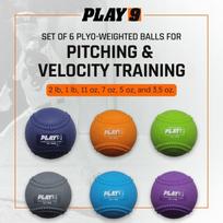 Shop Play 9 Plyoball kamuoliukų rinkinys beisbolui (su siūlėmis) skirtas metimo ir greičio treniruotėms