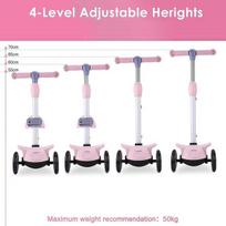 Wheelive 2-in-1 vaikiškas paspirtukas su nuimama sėdyne, 4 aukščio reguliavimo ir sulankstomas dizainas, paspirtukas vaikams, skirtas sėdėti arba stovėti, su 3 led ratais, skirtas berniukams ir mergaitėms nuo 2 iki 8 metų
